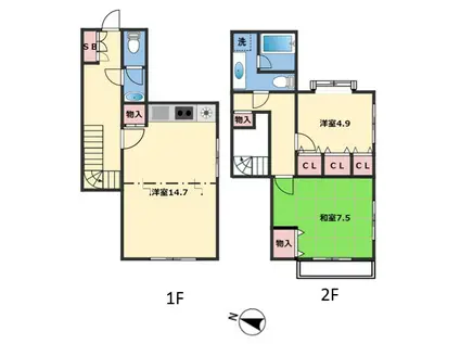 メゾンドシマダ(2LDK/1階)の間取り写真