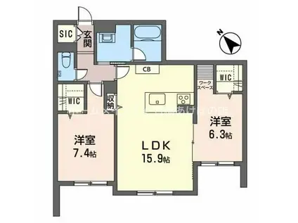 シャーメゾンミラまち(2LDK/1階)の間取り写真