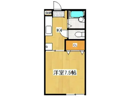 LIBERTY HOUSE A棟(1K/2階)の間取り写真