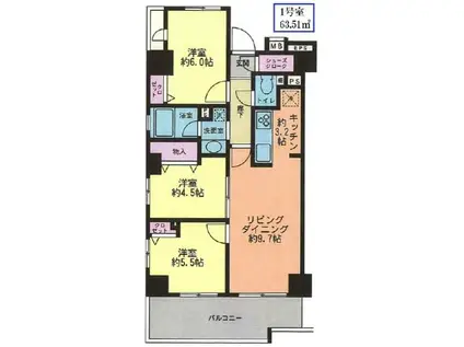 アーク金町レジデンス 1101 手100(3LDK/6階)の間取り写真