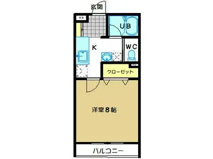 シャイデックIII(1K/2階)の間取り写真