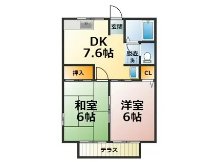 パークサイド(2DK/1階)の間取り写真