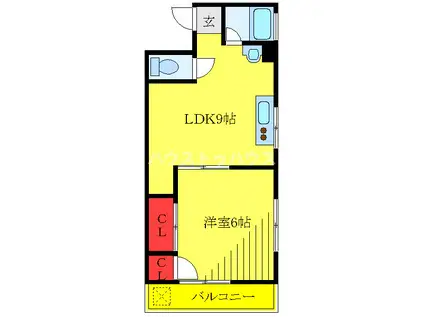 シャトー高木(1LDK/3階)の間取り写真