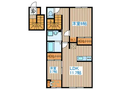 GRAND SOLEIE将監(2LDK/2階)の間取り写真