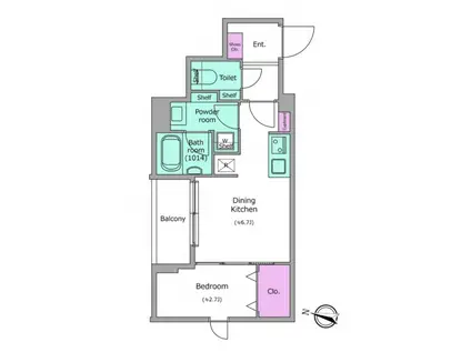 ドゥーエ梅屋敷(1DK/4階)の間取り写真