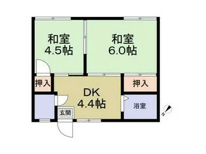 フォーブル谷上C棟(2DK/2階)の間取り写真