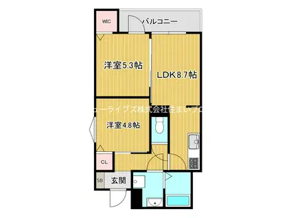 ソレイユ萱島東(2LDK/2階)の間取り写真