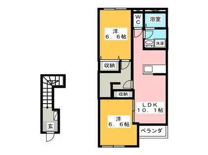 FOREST(2LDK/2階)の間取り写真