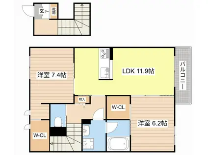 イースト ベイ(2LDK/2階)の間取り写真