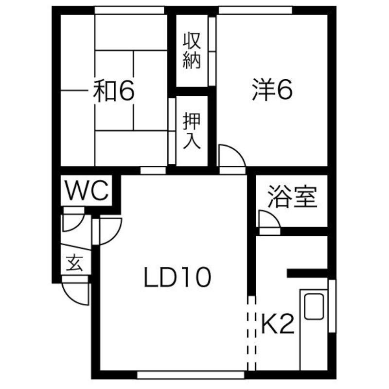 山田マンションB(2LDK/2階)の間取り写真