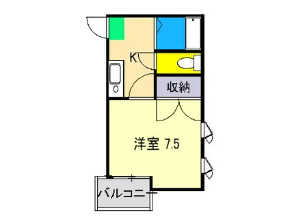 ピュアセントハウス(1K/2階)の間取り写真