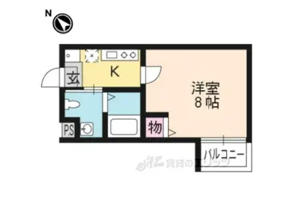 SUNRICH西陣(1K/3階)の間取り写真