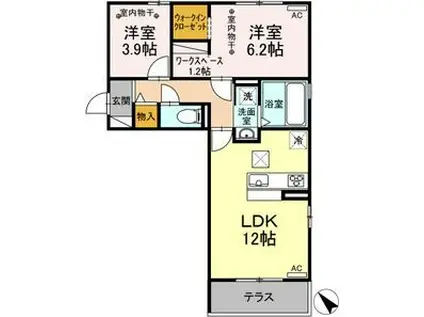 ヴィラ ウィステリア(2LDK/1階)の間取り写真