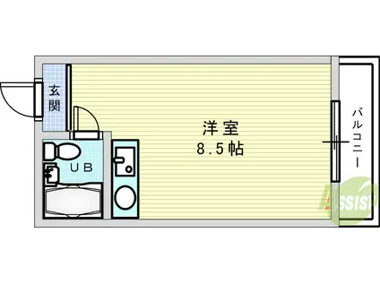 ビスタ緑地Ⅰ(ワンルーム/2階)の間取り写真