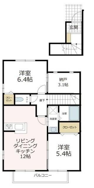 シャルマン(2SLDK/2階)の間取り写真