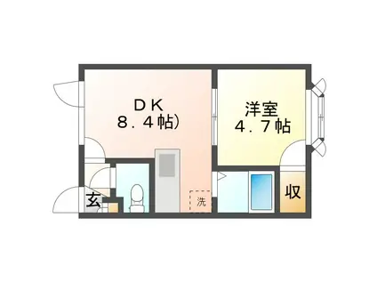 ブランドK6(1DK/1階)の間取り写真