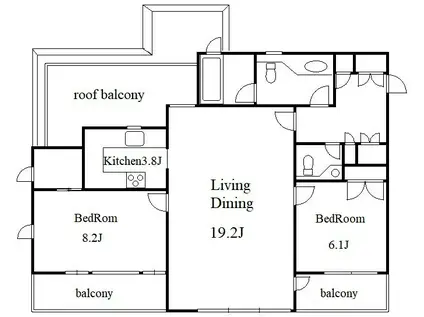 祐天寺イースト(2LDK/1階)の間取り写真