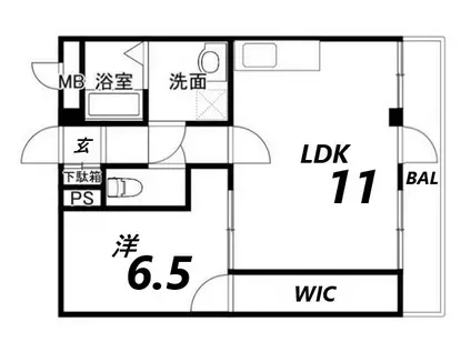 カルム白鷺(1LDK/6階)の間取り写真