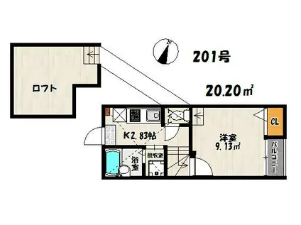 パームテラス博多駅前(1SK/2階)の間取り写真