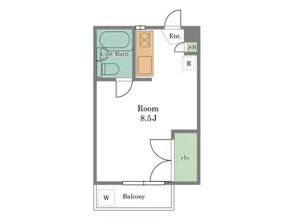 モンテヴェール(ワンルーム/1階)の間取り写真