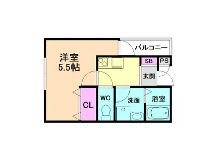 REGALO野里III番館(1K/1階)の間取り写真