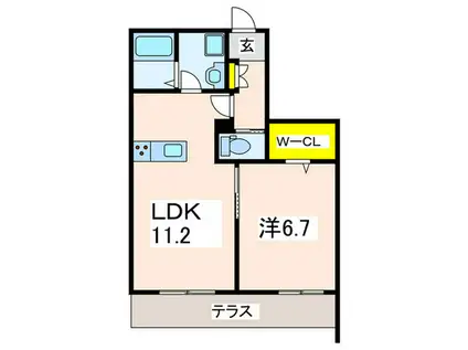 ENKYO β(1LDK/1階)の間取り写真