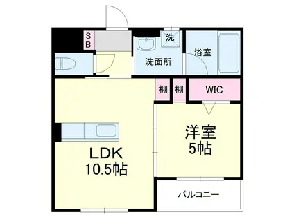 シュテルン有玉南(1LDK/1階)の間取り写真