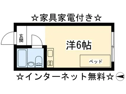 カレッジアンハウス玄琢(1K/3階)の間取り写真