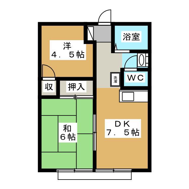 コーポ諏訪A(2DK/1階)の間取り写真