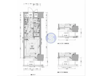 プレサンス天神橋ラ・デュアル(1K/5階)の間取り写真