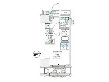 浅草田原町レジデンス(1K/9階)の間取り写真