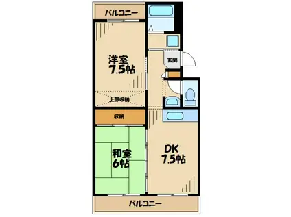 メゾン石田(2DK/2階)の間取り写真