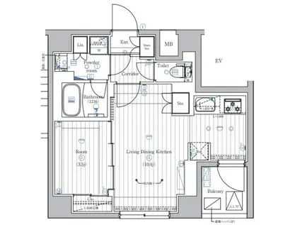 PREMIUM CUBE 西荻窪MO(1LDK/6階)の間取り写真