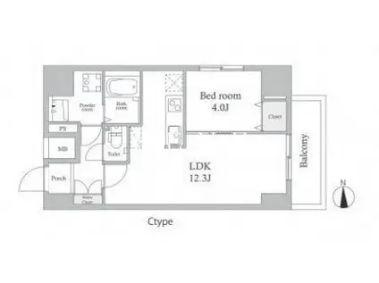 スカイグランデ新御徒町(1LDK/5階)の間取り写真