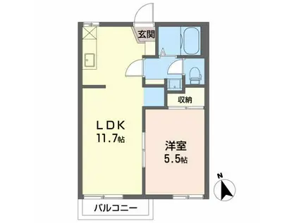 プレメゾーンいとう B棟(1LDK/2階)の間取り写真