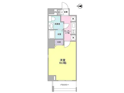 ブルック東上野(1K/4階)の間取り写真