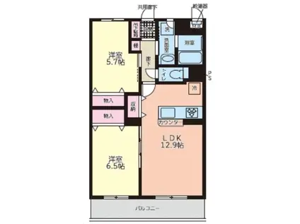シーショア槙島(2LDK/3階)の間取り写真