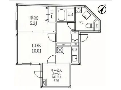 パセオ目黒(1SLDK/1階)の間取り写真