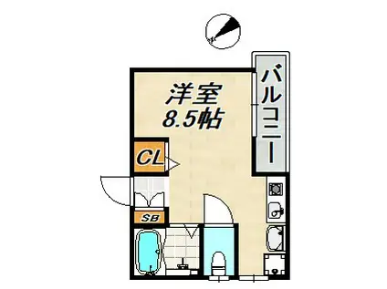 フィオーレ鷹取町(ワンルーム/2階)の間取り写真
