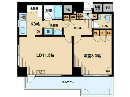 グランドメゾン東池袋(1LDK/11階)の間取り写真