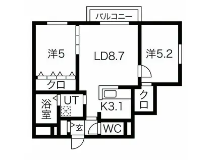 ENCORE北27条(2LDK/4階)の間取り写真