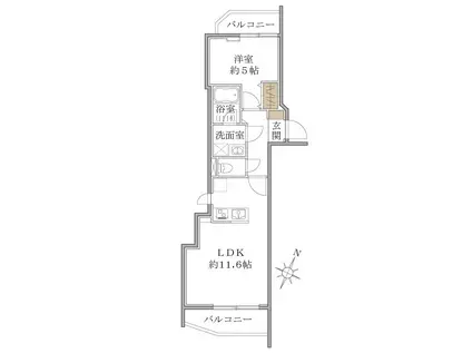 東急田園都市線 溝の口駅 徒歩6分 4階建 新築(1LDK/2階)の間取り写真