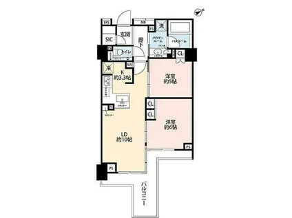 シティハウス二子玉川(2LDK/2階)の間取り写真