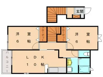 サニーハウス東高陽台A棟(2LDK/2階)の間取り写真