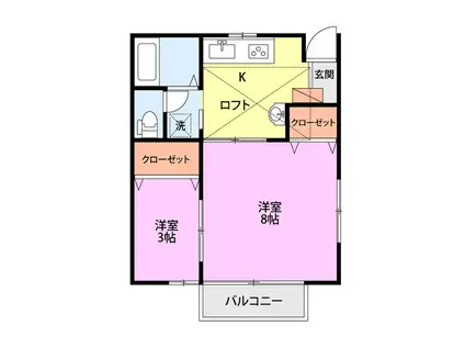 T&TOMIII(1SK/2階)の間取り写真