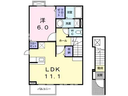 ハッピーベル(1LDK/2階)の間取り写真