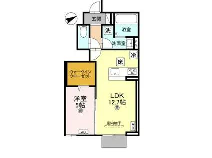 ANPOOL A棟(1LDK/1階)の間取り写真