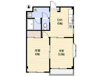 東照マンション(2DK/3階)の間取り写真