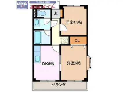 リンピア桜橋(2DK/2階)の間取り写真