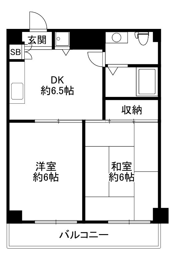 パークサイド関(2DK/3階)の間取り写真